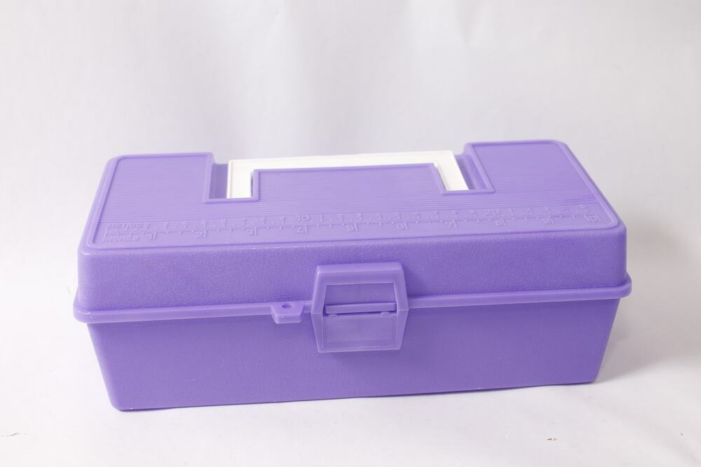 80s School Supplies Pencil Box Plastic Utility Box Organizer Purple and White T